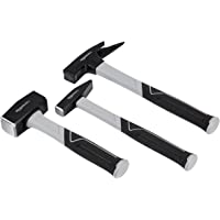 Amazon Basics - Juego de martillos de fibra de vidrio con mangos- martillo mecánico- mazo- martillo de carpintero- 3…